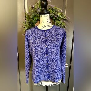 Oleana DESIGNER Purple Floral Knit Signe Cardigan